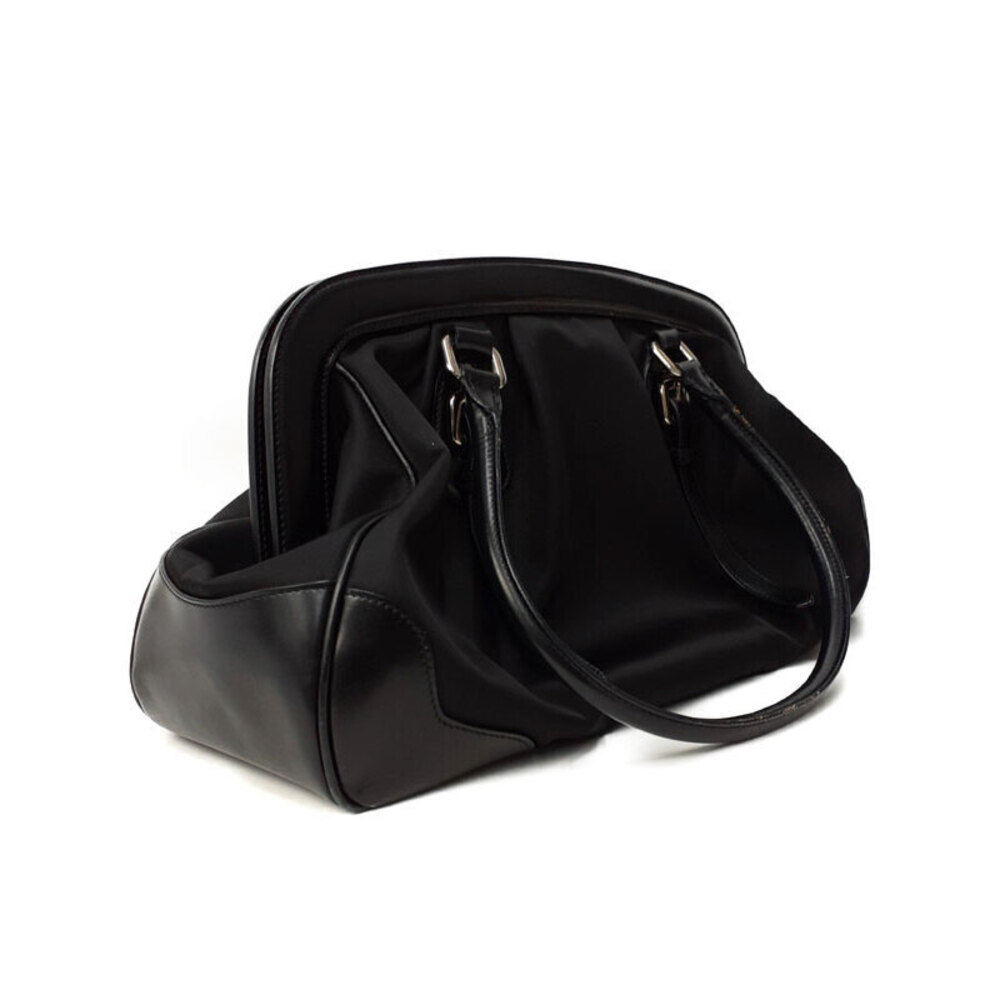 Prada Handbag black Saffiano Leather Tessuto leather features